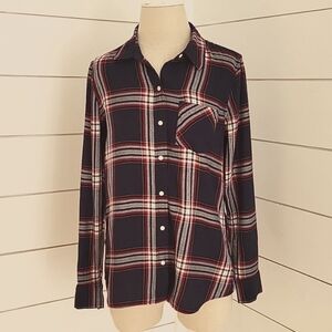 GAP small button down flannel red white blue plaid